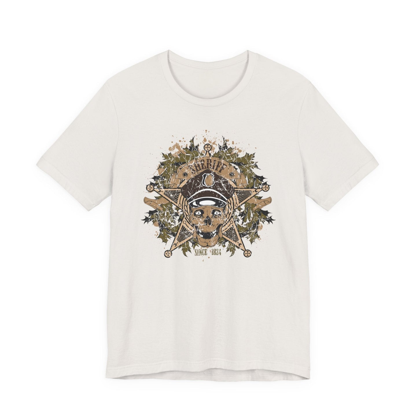 Skull Floral Emblem Graphic Unisex Cotton Tee Art-45