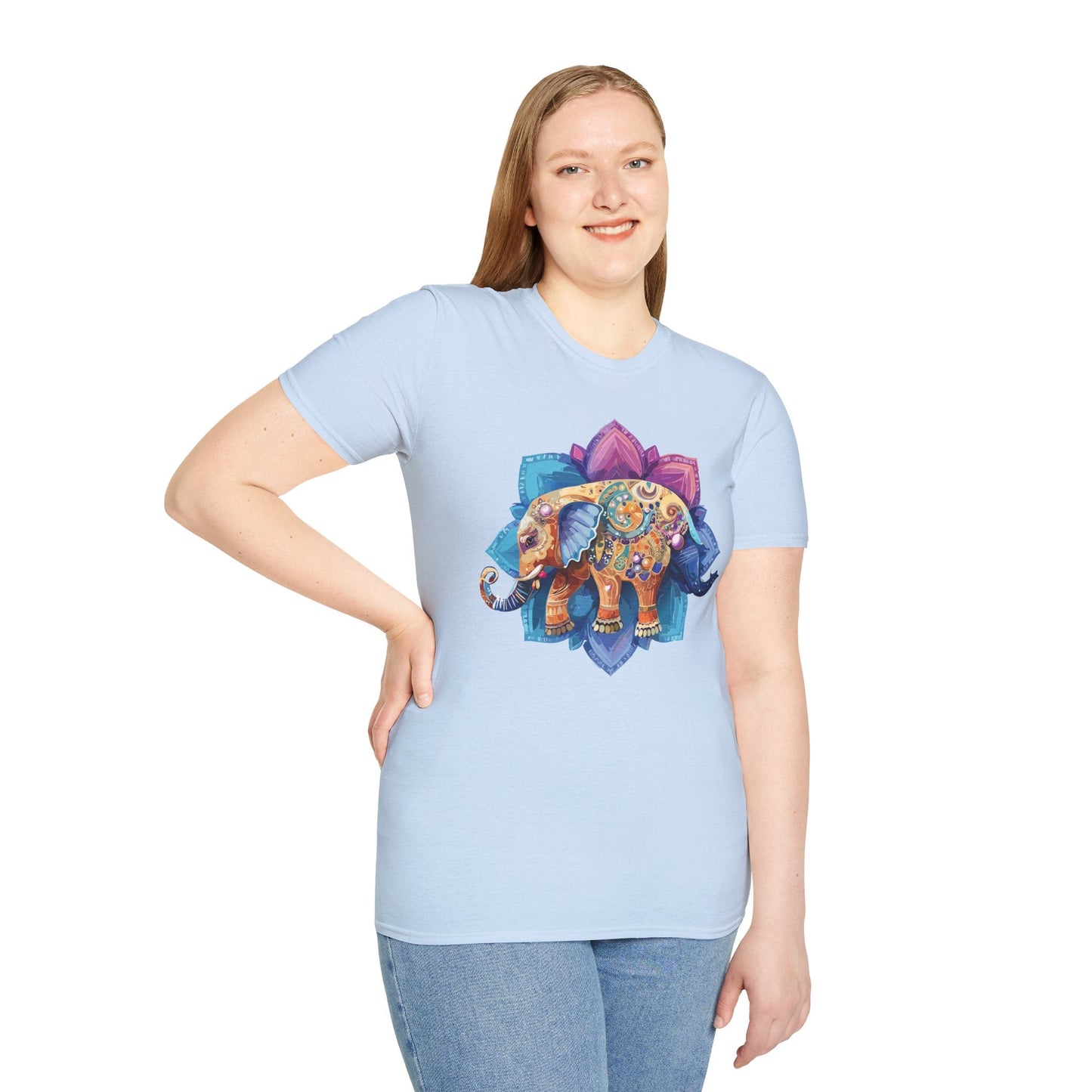 Unisex Elephant T Shirt Softstyle Gildan 64000 Cotton Tee For Animal Lovers And Collectors
