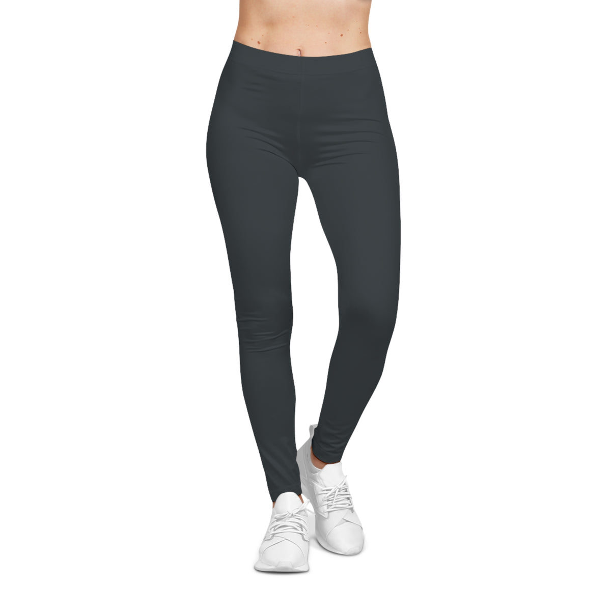 Jet Black Color Women's Poly-Span Casual Leggings Print Everyday Activewear Pants