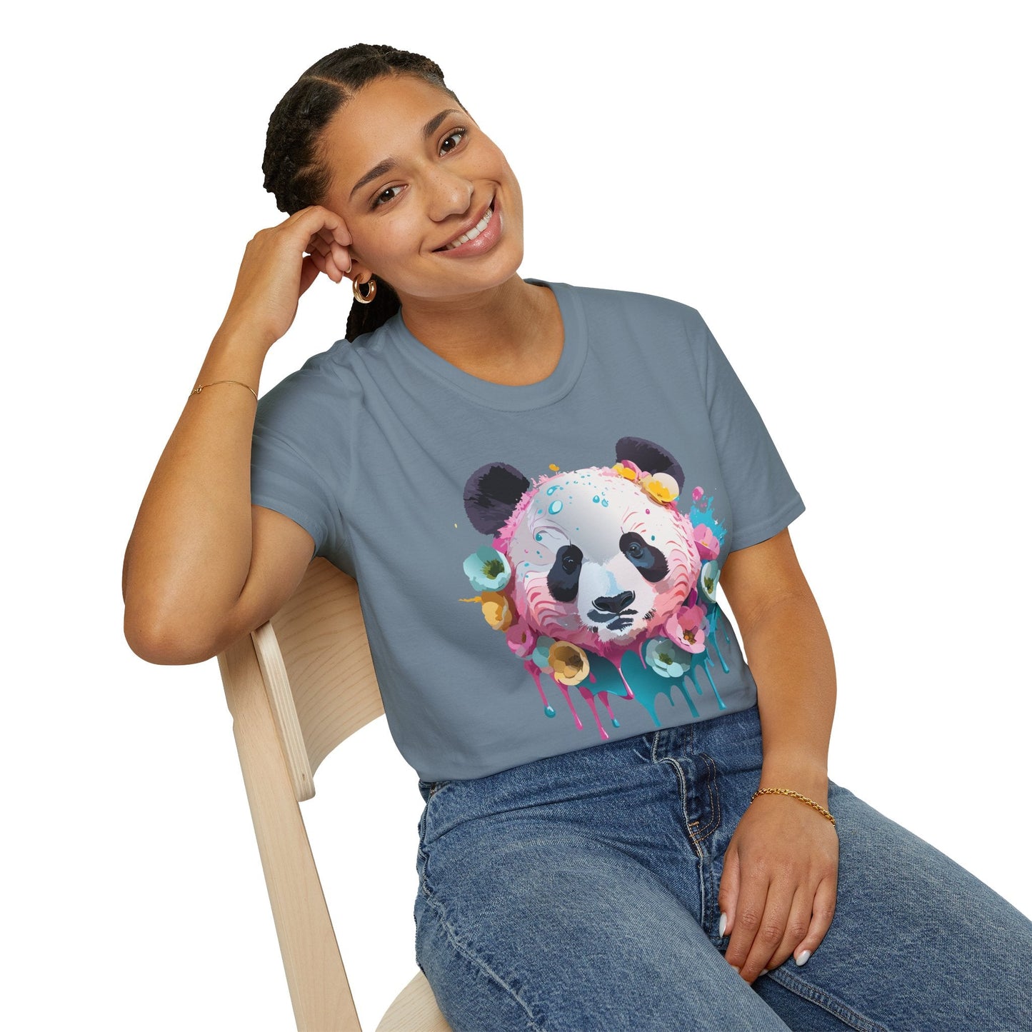 Panda Shirt Unisex T Shirt Graphic Tee Animal Print Gildan Softstyle 64000 100 Percent Cotton