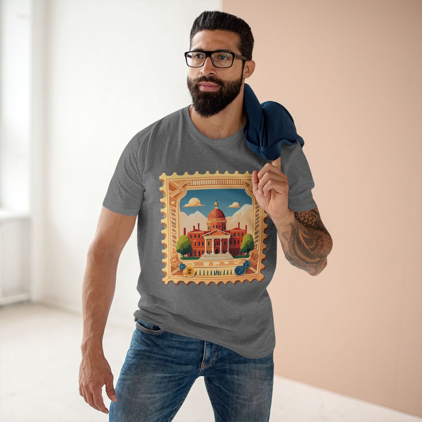Postage Stamp Shirt Unisex Premium Cotton Tee With Original Art Collection By Retro2Nova PS14