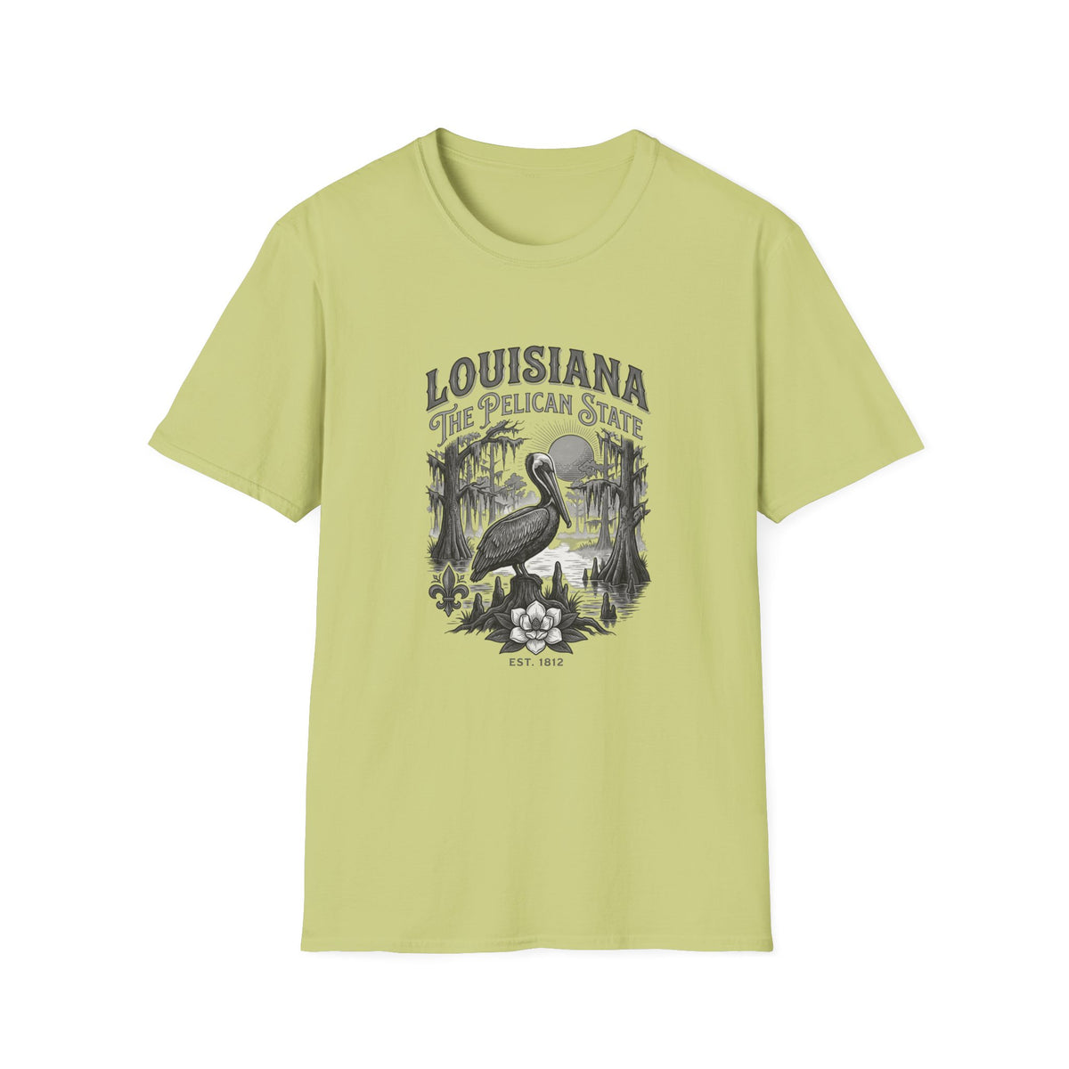 Louisiana Pelican State T-Shirt — Vintage Travel Tourist Graphic Design Unisex 100 Cotton Gildan T-Shirt