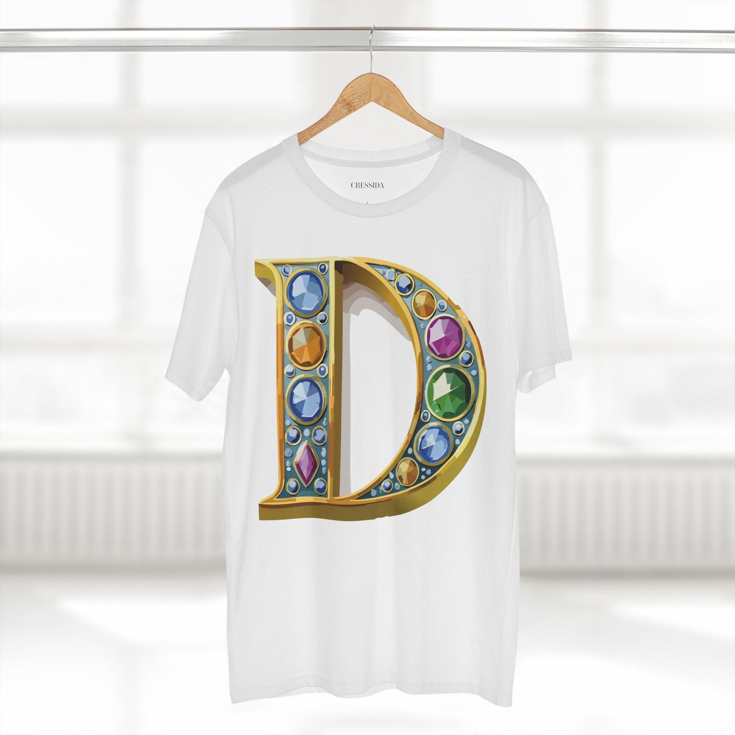 Letter D Graphic Design Tee Unisex 100 Cotton With Antique Gold Letters Artwork T-Shirt