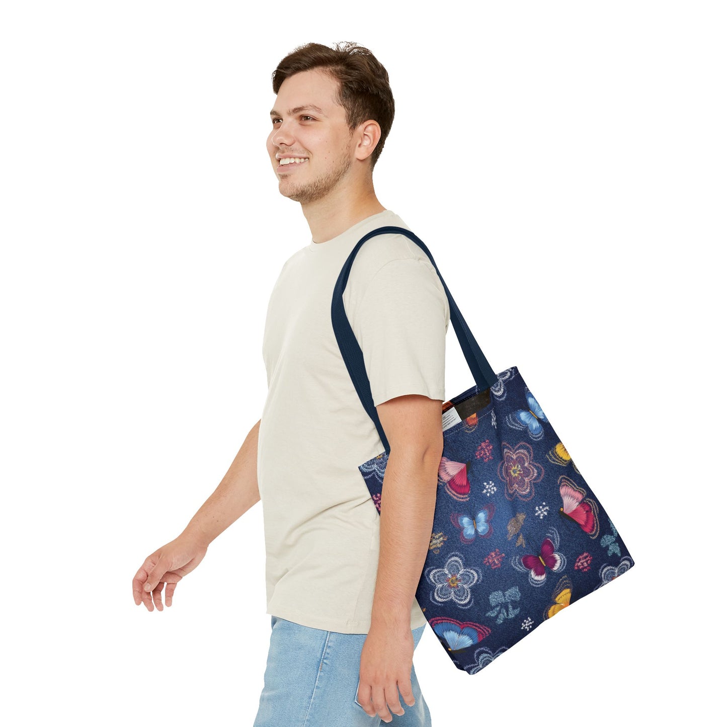 Denim Fabric Imitation Print Unisex Canvas Bag Poly Spun 3 Sizes Tote Bag 168