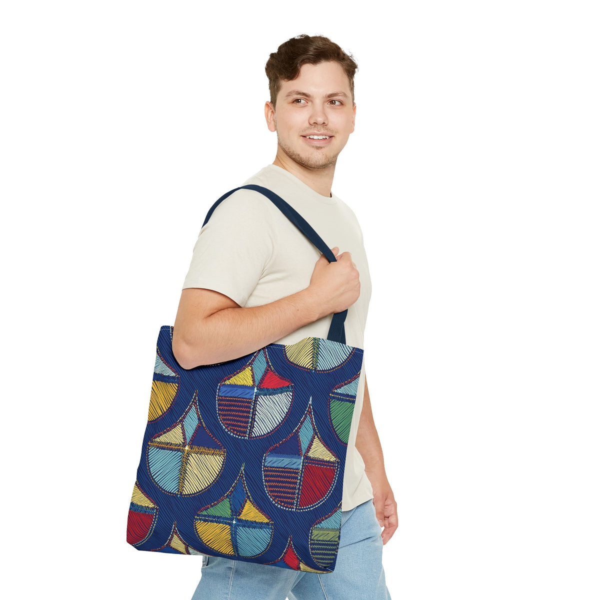 Denim Fabric Imitation Print Unisex Canvas Bag Poly Spun 3 Sizes Tote Bag 189-7