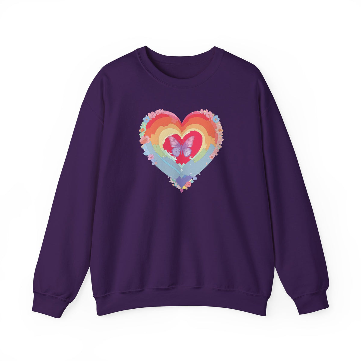 Rainbow Heart Sweatshirt, Floral Heart Sweatshirt, Floral Love Sweatshirt, Valentine's Day Sweatshirt, Rainbow Heart Floral Sweatshirt 116