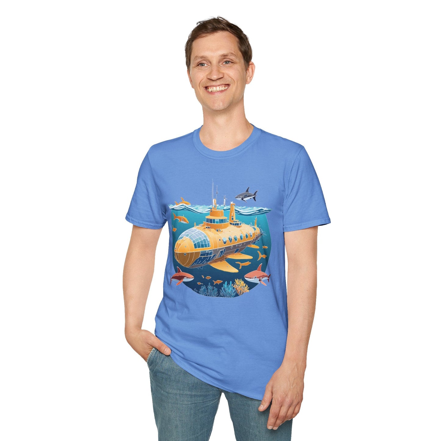 Ocean Themed Unisex Softstyle T Shirt 100 Percent Ring Spun Cotton U Boat Design Tee Everyday
