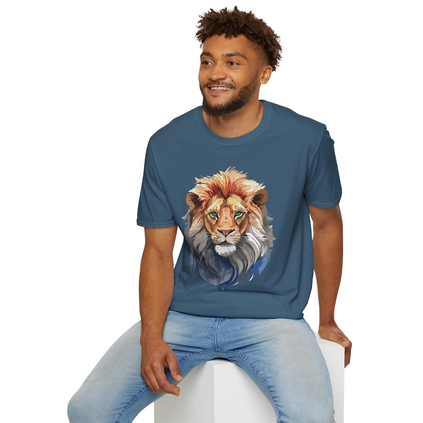 Floral Lion Shirt Unisex Tee Softstyle Gildan 64000 Comfort Fit