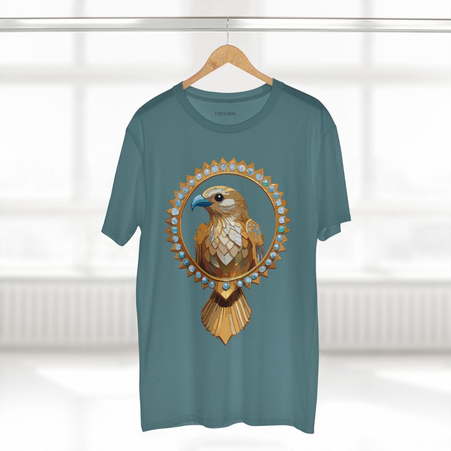 Bird Graphic Unisex 100 Cotton Tee With Unique Animal Golden Medallion Art Design 18
