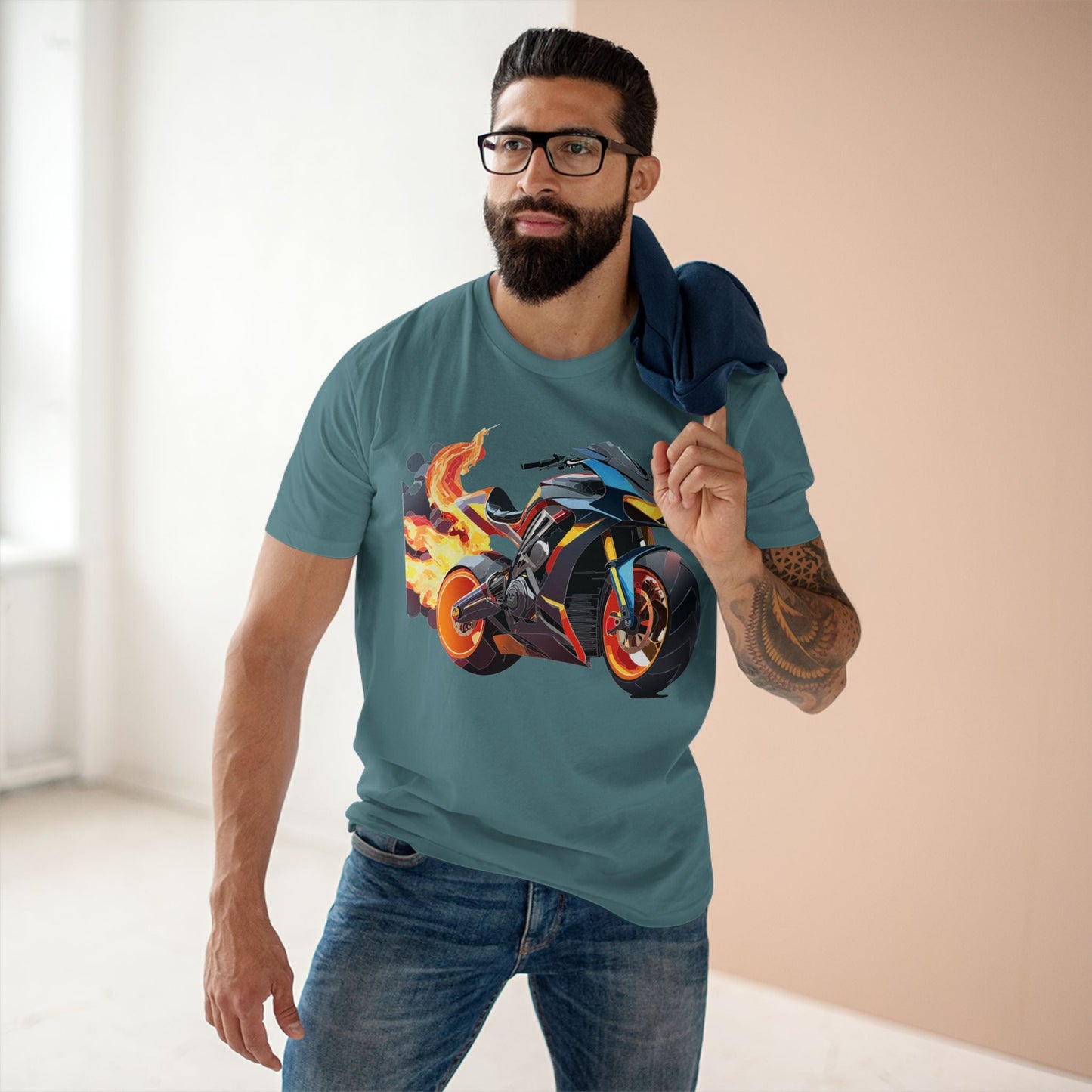 Moto Bike Graphic Unisex 100 Cotton Staple Tee 20