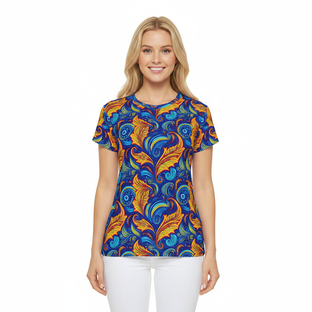 Women Poly Span T-Shirt with Floral Print