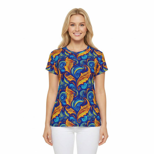 Women Poly Span T-Shirt with Floral Print