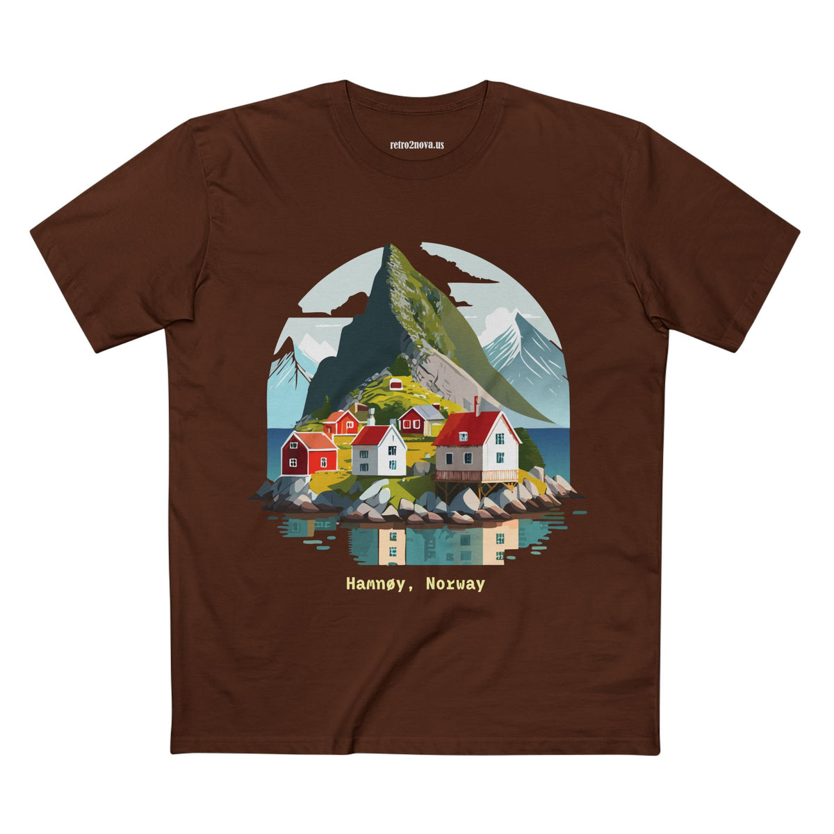 Hamnøy Norway Village Illustration Tee | Scandinavian Coastal Landscape