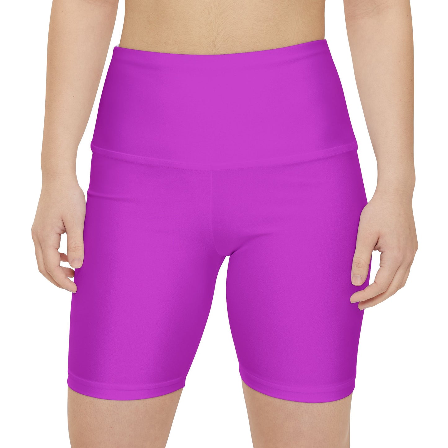 Vivid Orchid Pink Women's Workout Shorts — Solid High-Waist Biker Shorts for Exercise & Everyday Wear