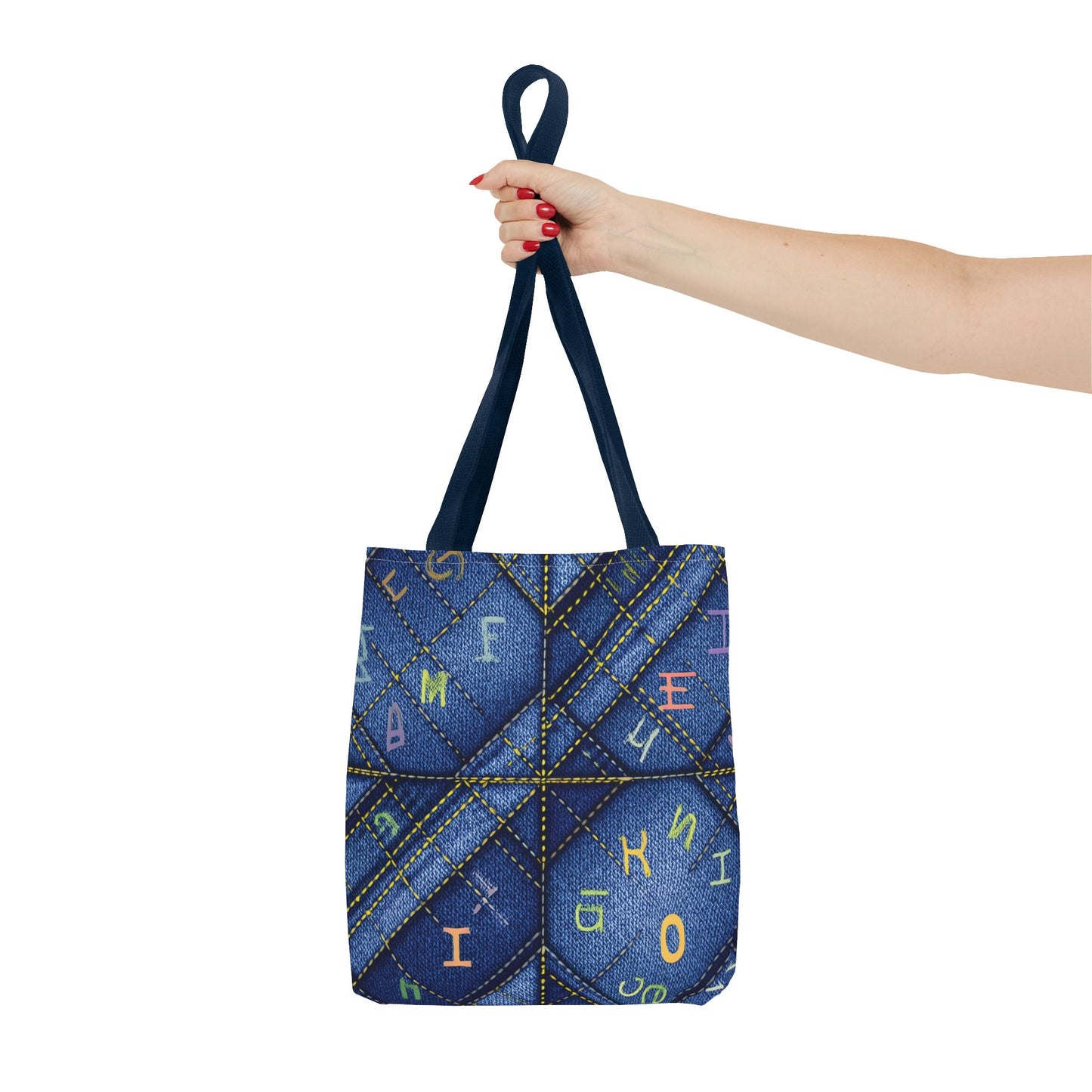 Denim Fabric Imitation Print Unisex Canvas Bag Poly Spun 3 Sizes Tote Bag 187-6