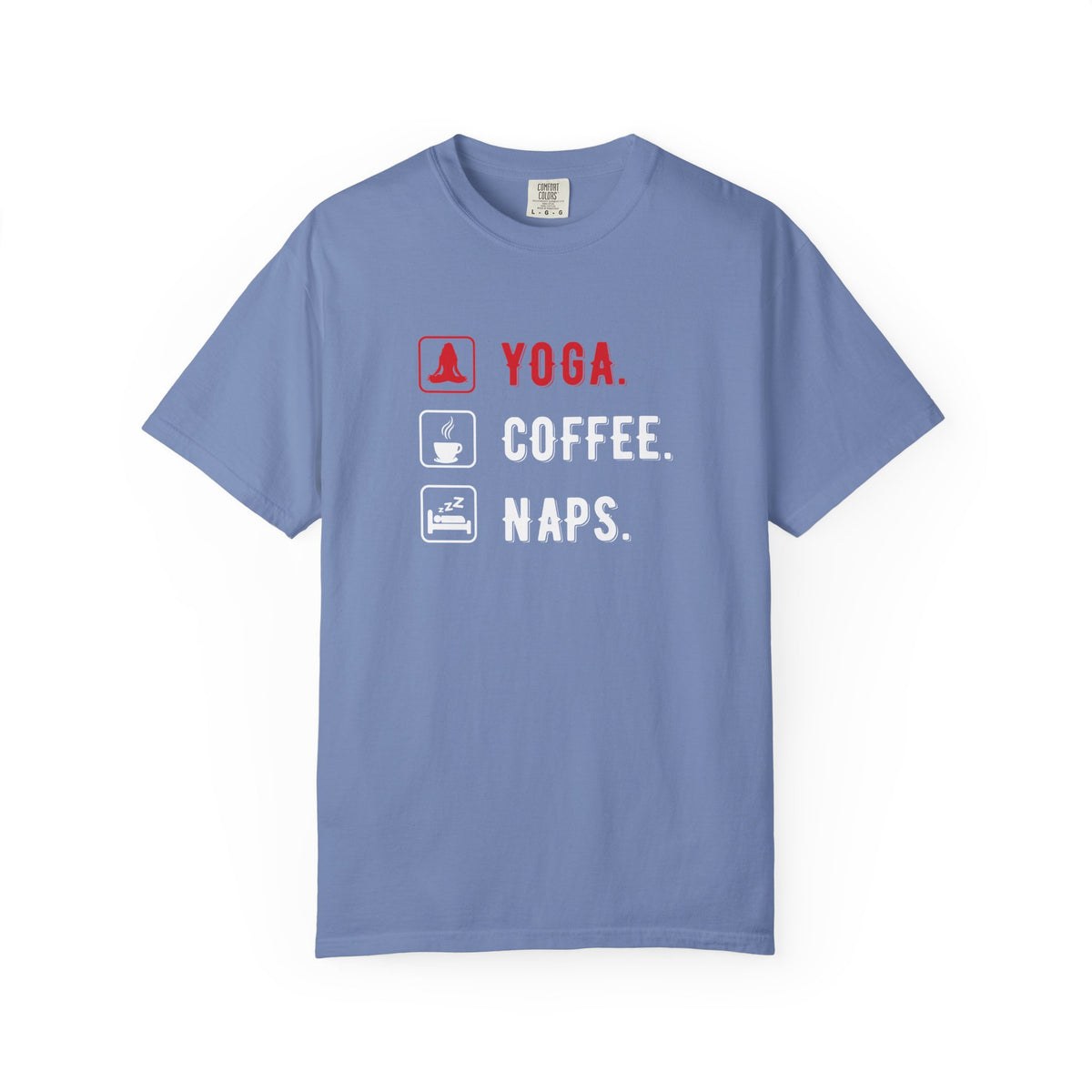 Yoga Coffee Naps Relaxation Icons Unisex Comfort Colors Garment-Dyed Heavyweight 100 Cotton Art Design T-Shirt w197