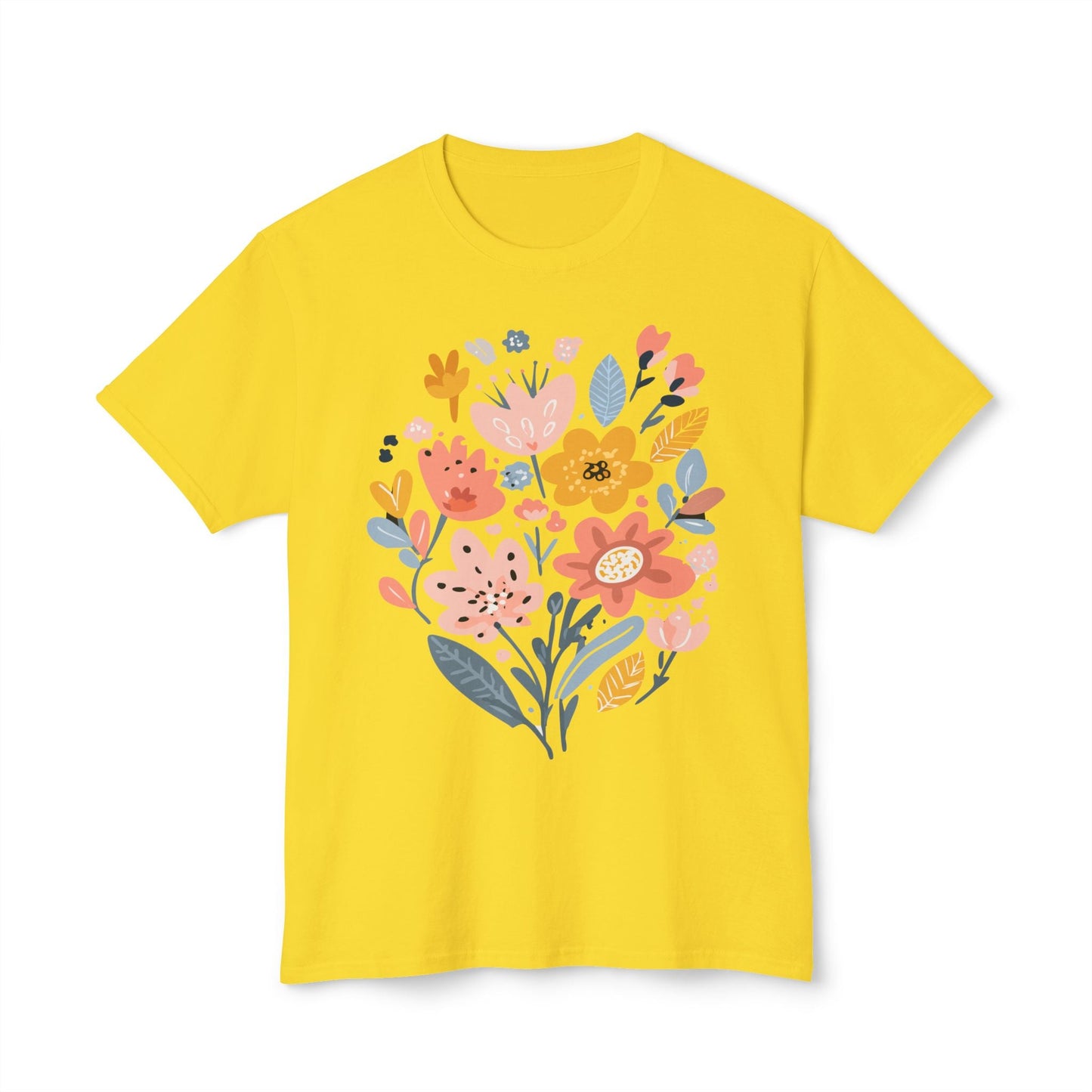 Unisex HD Cotton Floral Art Print T Shirt With Vintage Flowers Design Tee Premium Quality