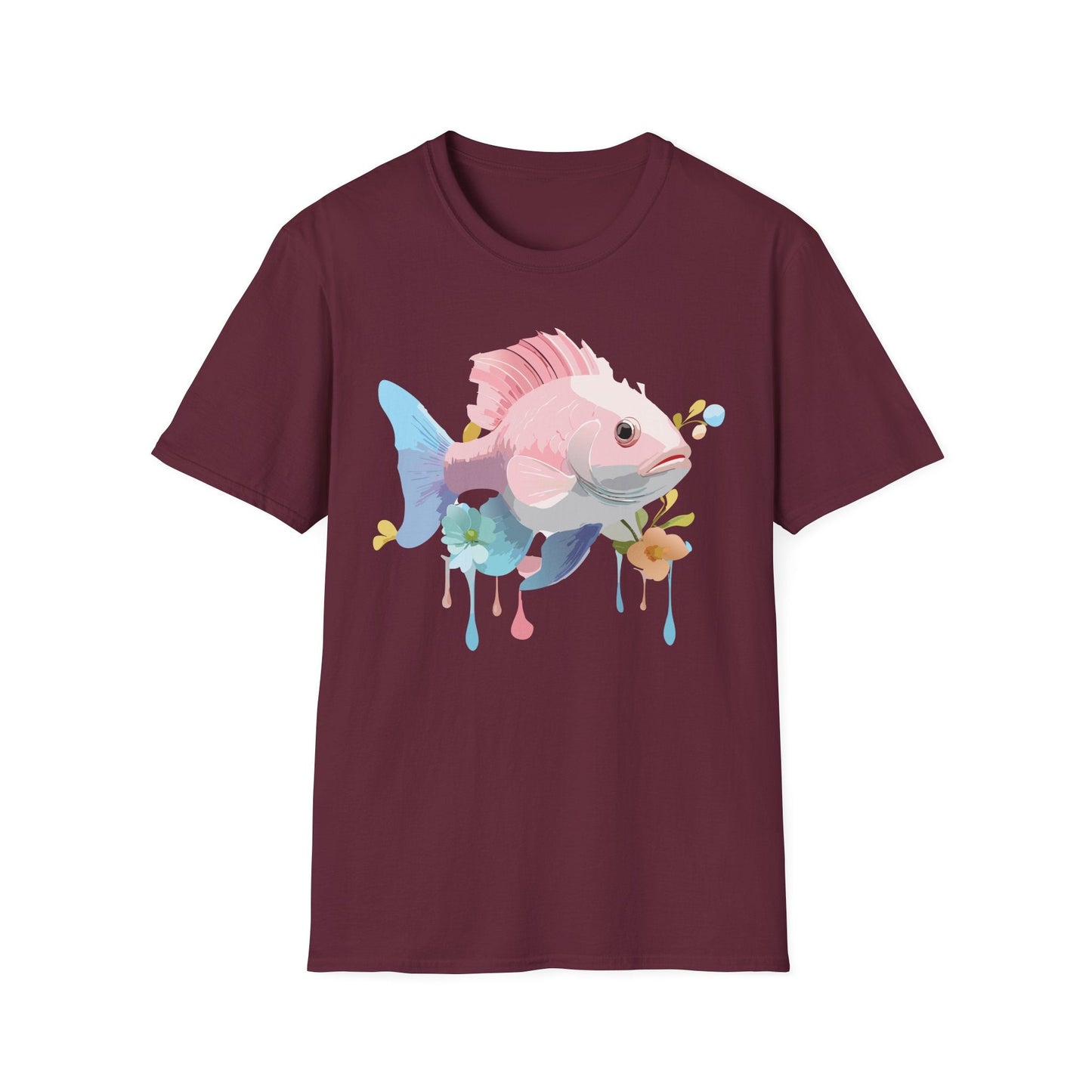 Fish Art Design Shirt Unisex Graphic Tee With Fish Illustration Gildan Softstyle 64000