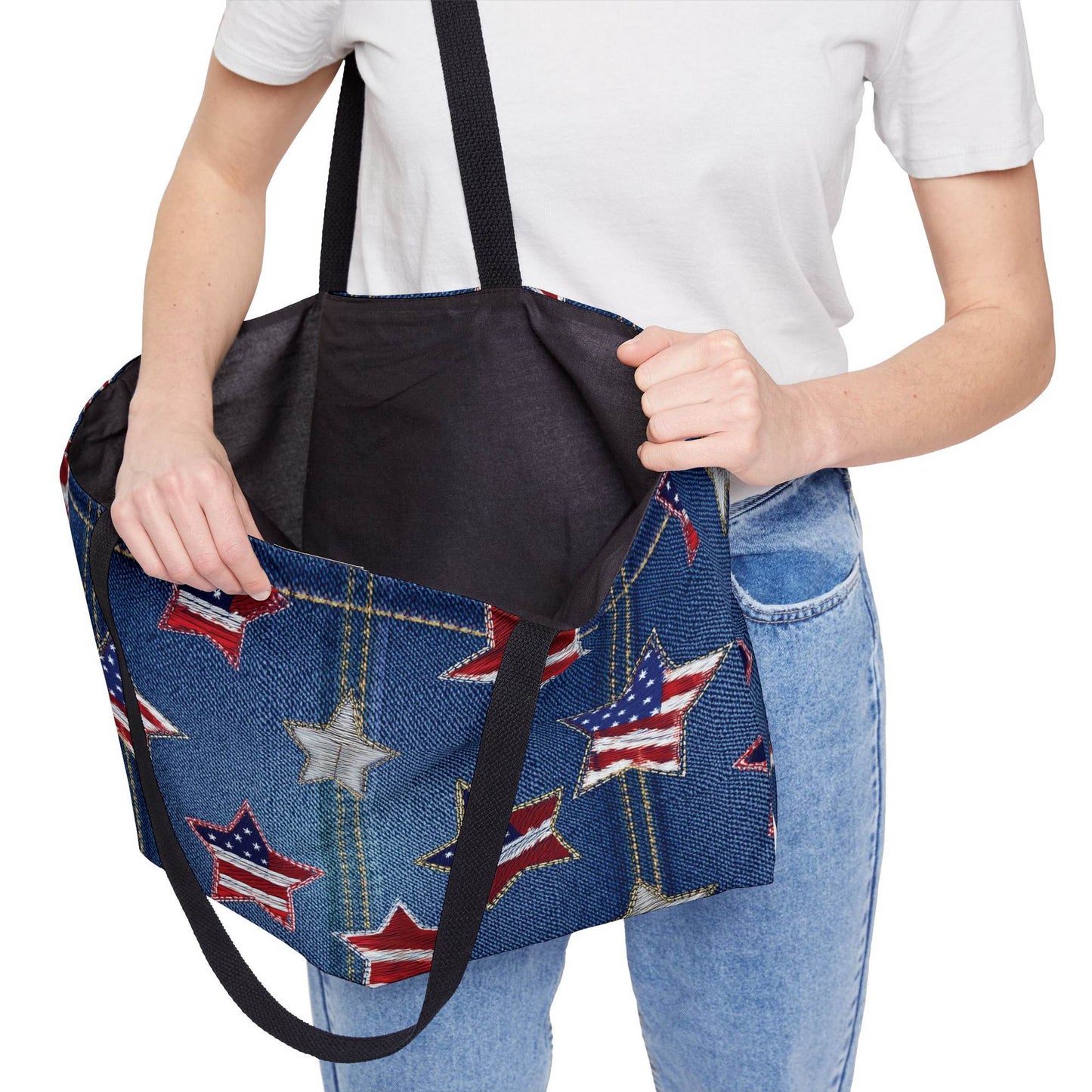 4th of July Denim Color Imitation Print Unisex  Yoga Bag  Spun Poly 24x13 Canvas Bag 62