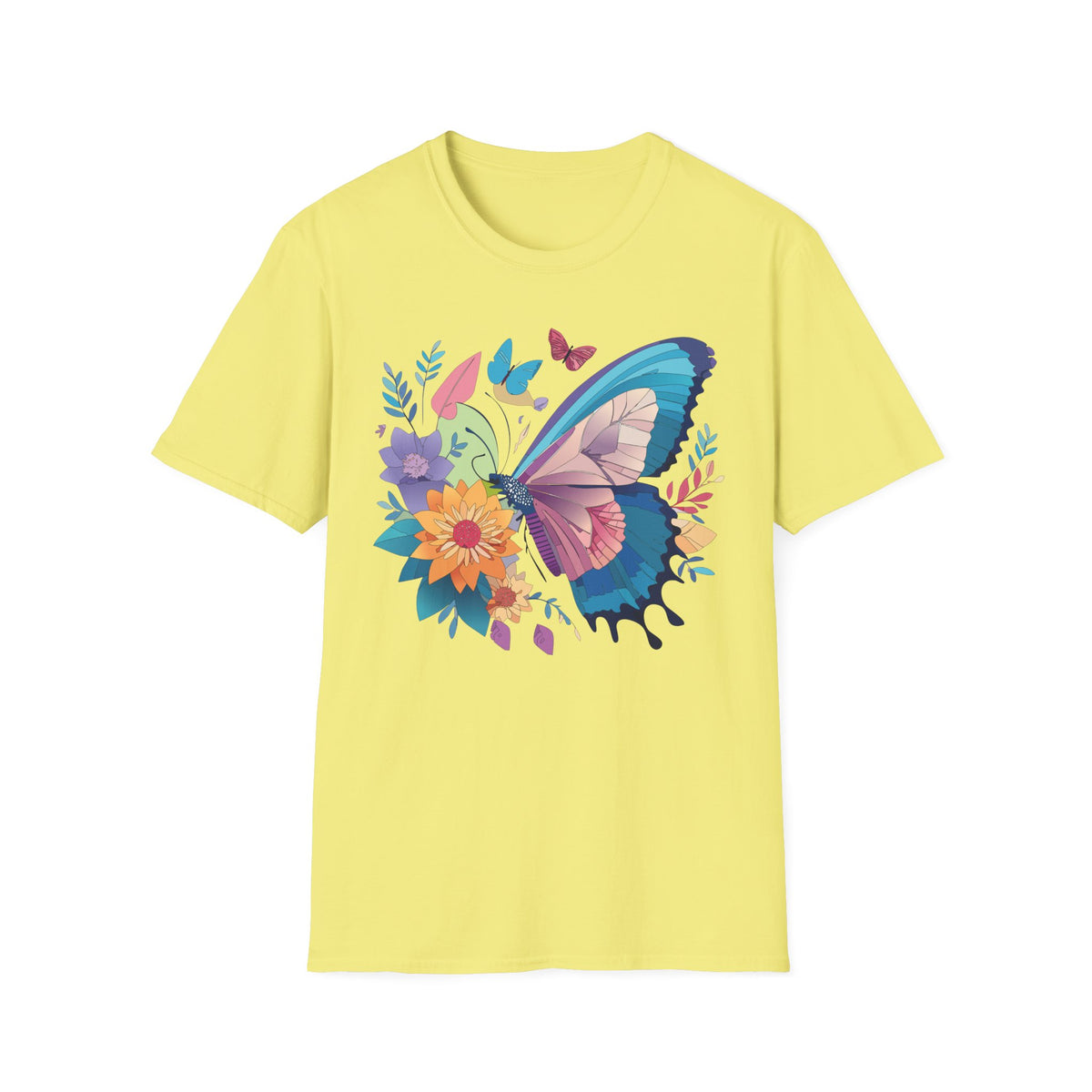Watercolor Butterfly Floral Graphic Design Unisex 100 Cotton Gildan T-Shirt