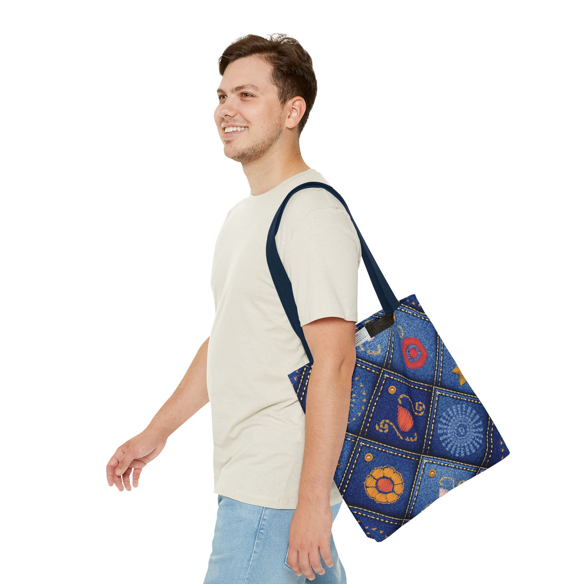 Diwali Graphic Denim Fabric Imitation Print Unisex Canvas Bag Poly Spun 3 Sizes Tote Bag 205-4