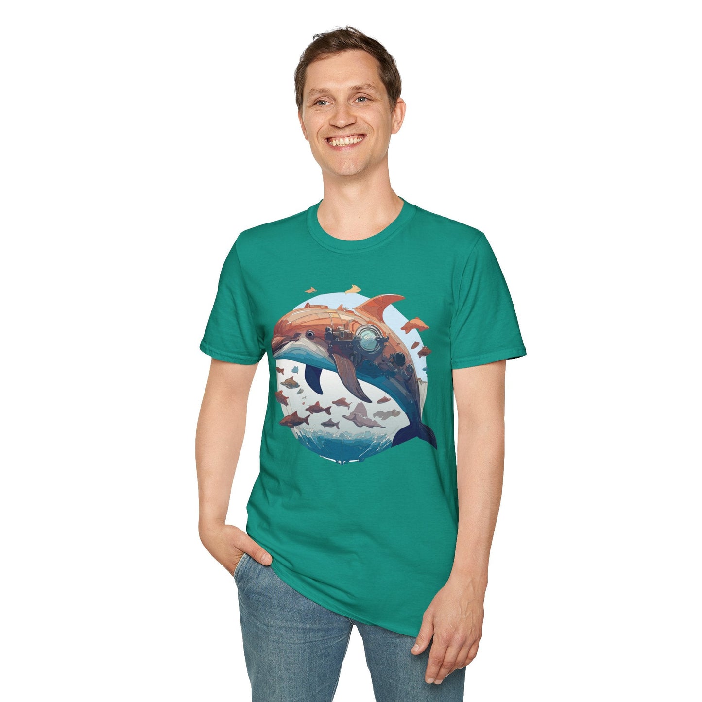 Unisex Dolphin Shirt Softstyle Tee Gildan 64000 Ring Spun Cotton Animal Graphic Design