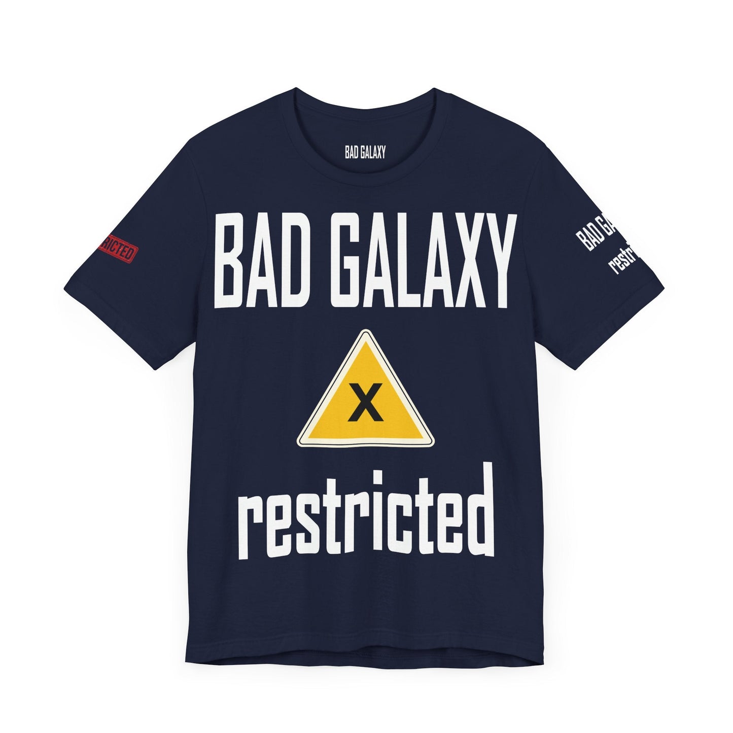 Bad Galaxy Tee Shirt With Red Stamp Made To Order 100 Percent Cotton Eco Friendly Inks USA