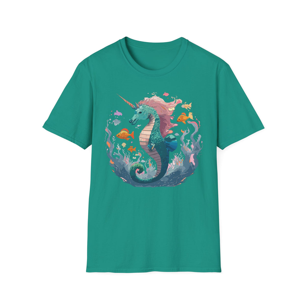Sea Unicorn Seahorse Illustration T-Shirt | Mermaid Ocean Fantasy