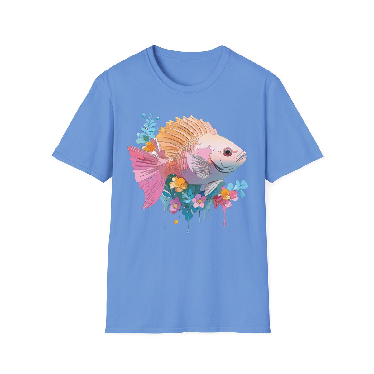 Colorful Tropical Fish T-Shirt | Watercolor Floral Sea Life Tee