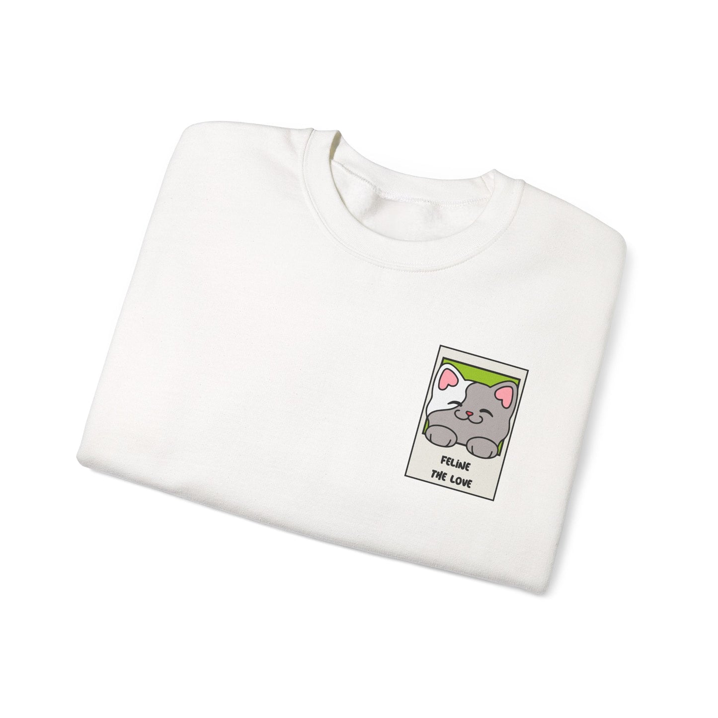 Pocket Cat Sweatshirt Unisex Cat Heart Sweatshirt Valentines Day Gift 50 Percent Cotton Poly Blend