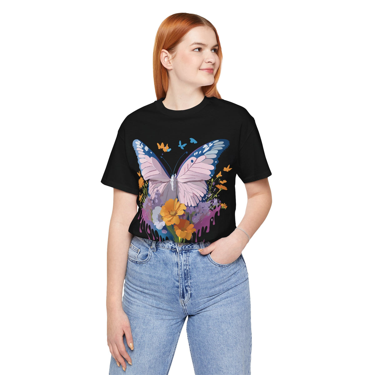 Butterfly Graphic Unisex Cotton Bella+Canvas Tee with Art Design n48