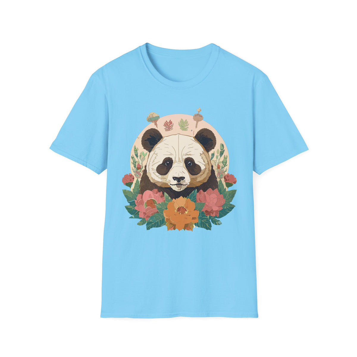 Floral Panda Illustration T-Shirt | Cute Botanical Bear Tee
