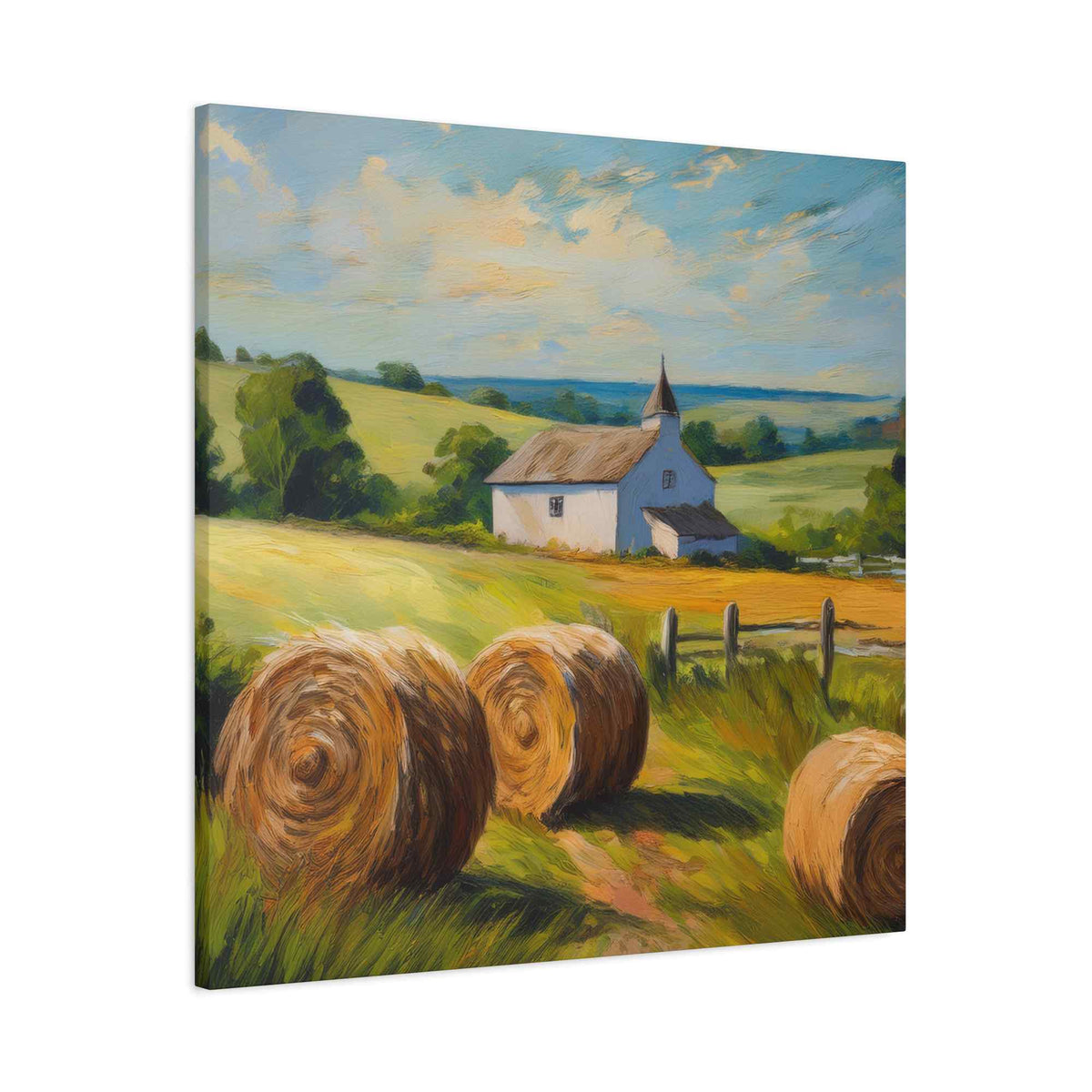 Countryside Print Canvas, Oil Paint Print 20x20, 24x24, 30x30, 32x32, 36x36 Art Design Print Pine-Wood Inner Frame MC-49