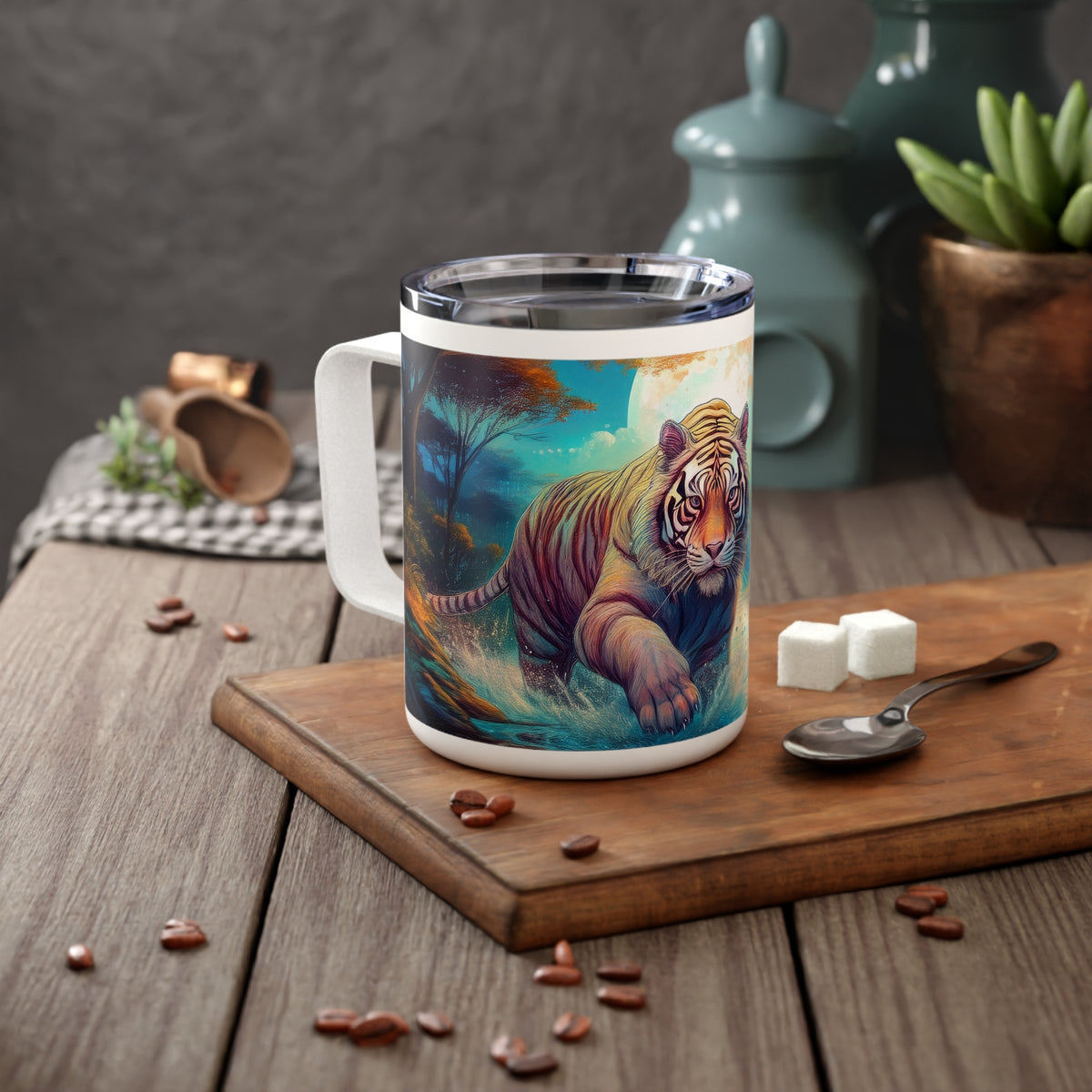 20 Art Design Insulated Coffee Mug Clear Lid 10oz Insulated Coffee Mug 10oz