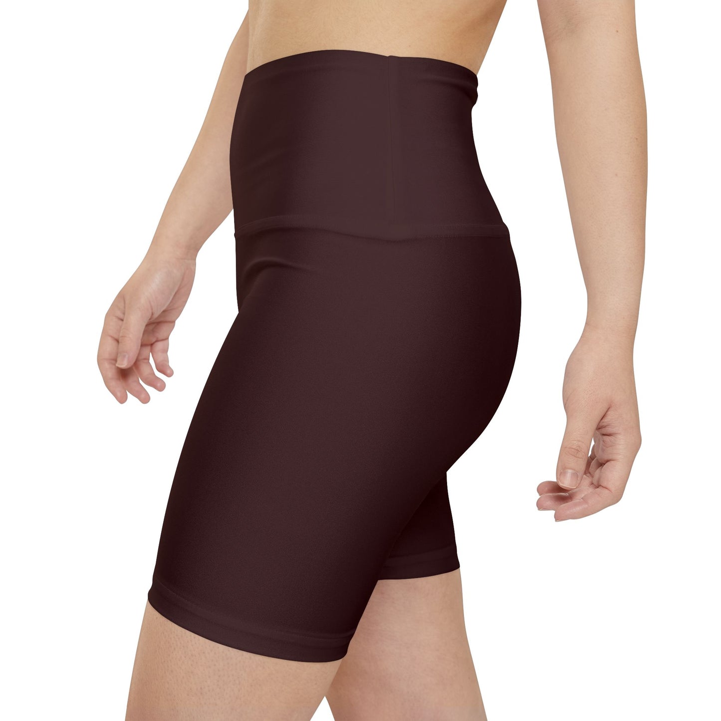 Rich Mahogany High-Waist Women's Workout Shorts — Comfortable Maroon Active Bike Shorts