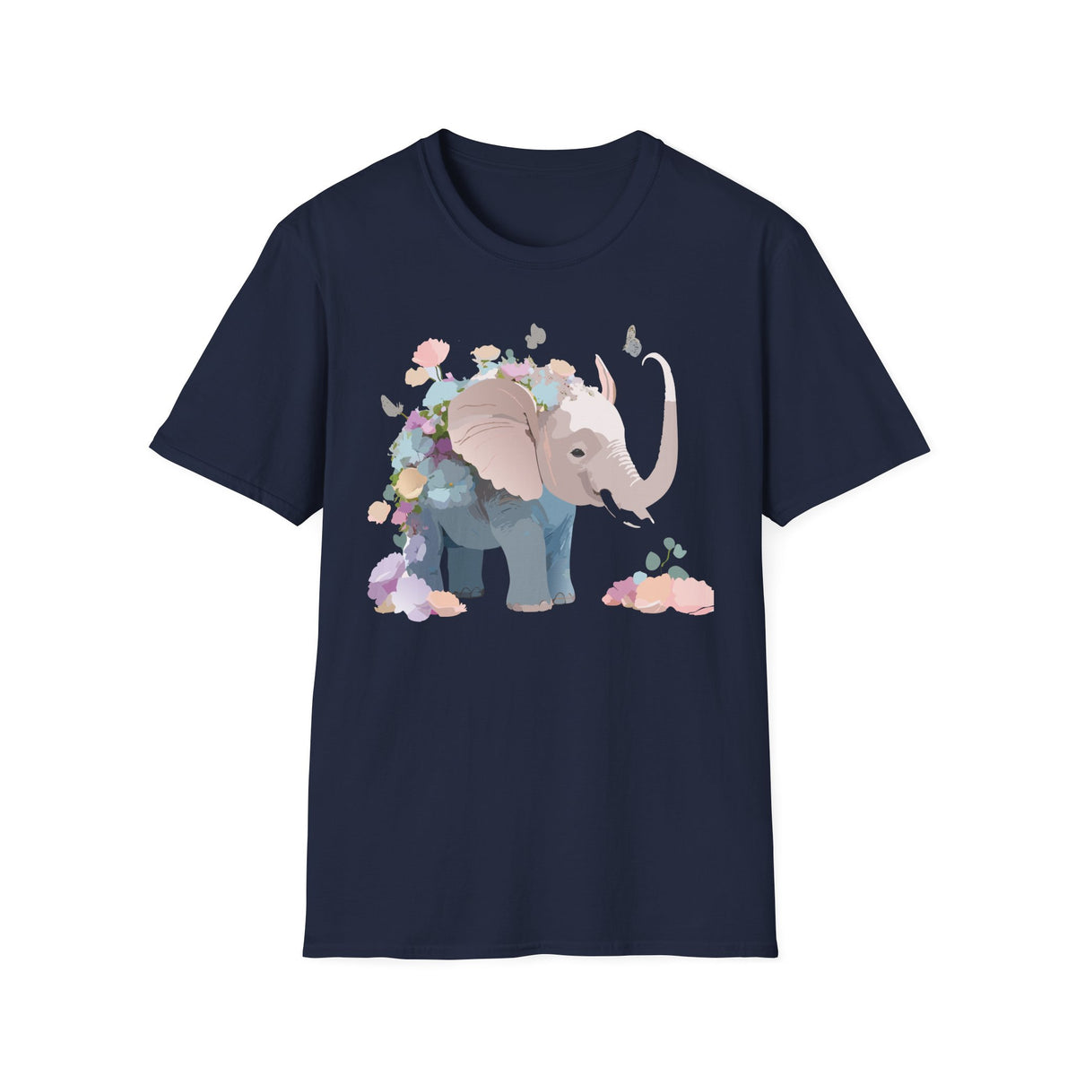 Floral Elephant Illustration T-Shirt | Watercolor Baby Elephant Tee
