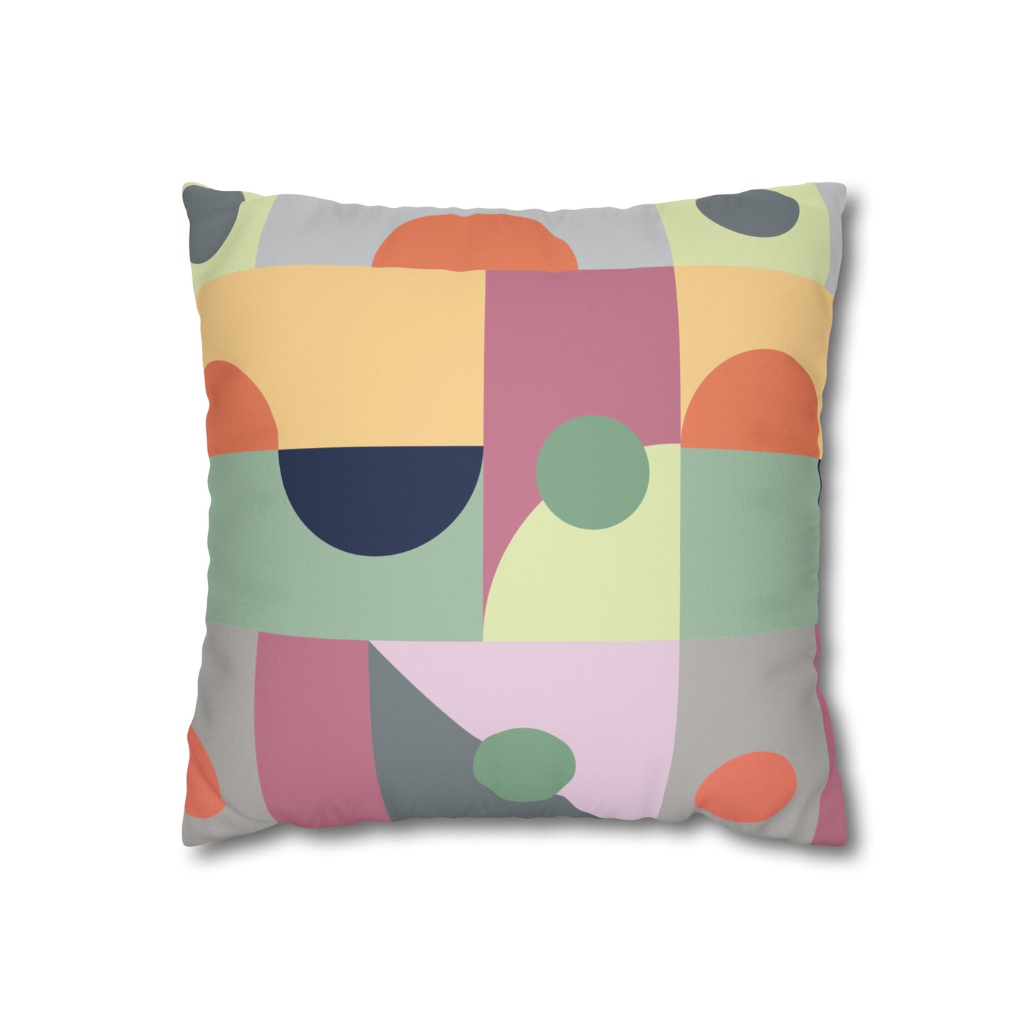 Faux Suede Pillowcase with Abstract print