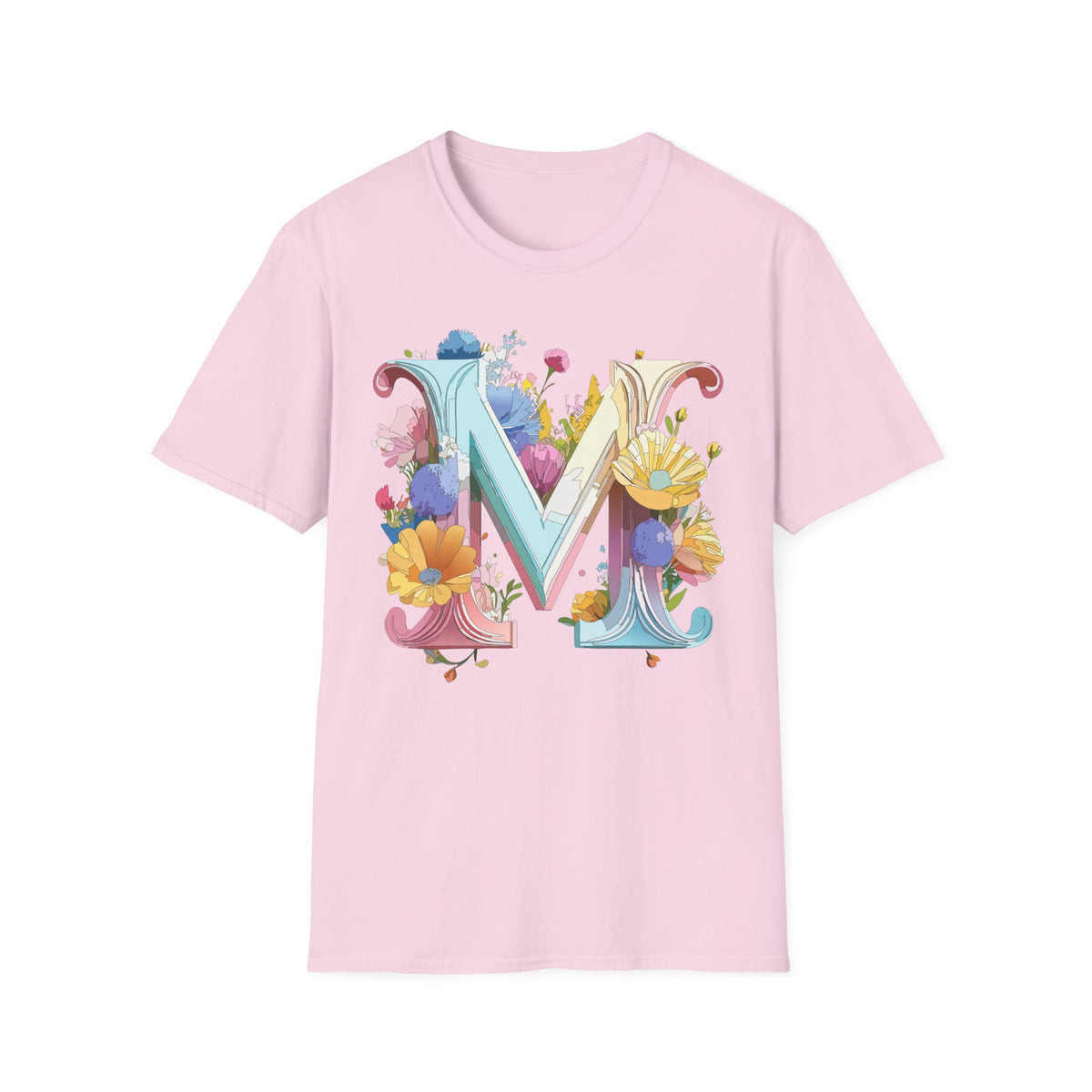 Floral Letter M Monogram T-Shirt | Watercolor Garden Initial Tee