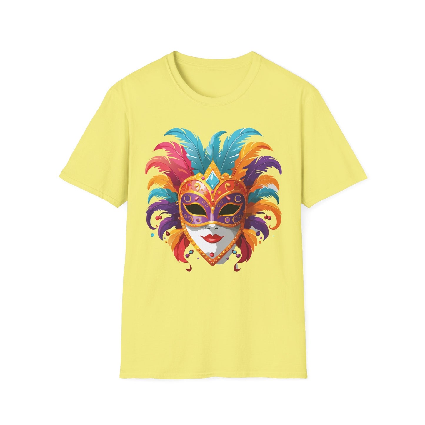 Unisex Gildan Softstyle Mask Tee Shirt With Art Design Casual Everyday Wear Masquerade Tee