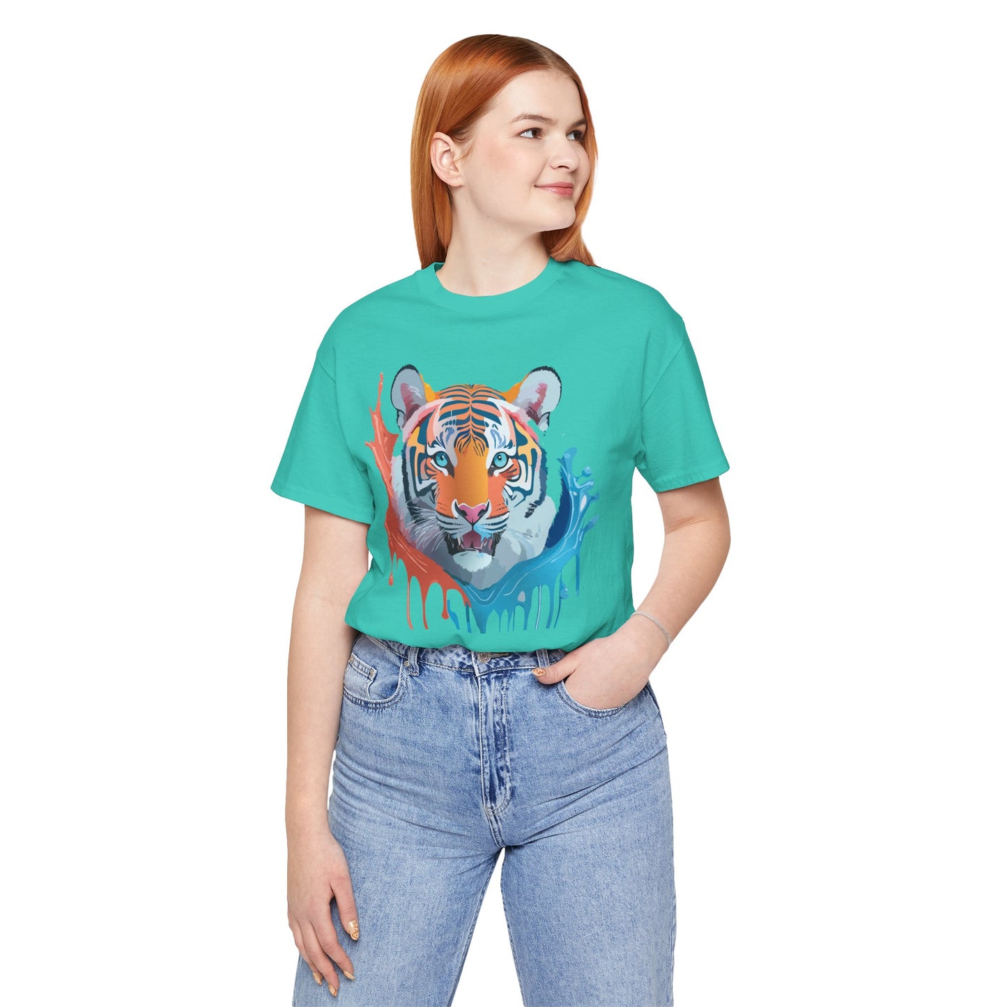 Unisex Tiger Tee, Animal Shirt, Tee Shirt with Tiger, Art T-Shirt, Animal Tees, Big Cat Shirt, Art Design T-Shirt 5