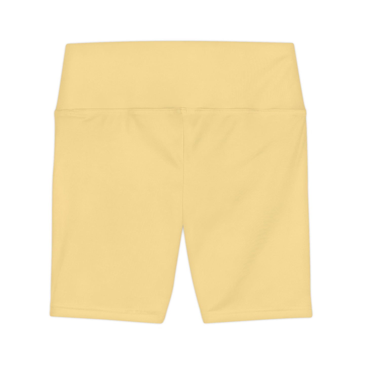Fog Yellow High-Waist Women's Workout Shorts — Biker Fitness Activewear