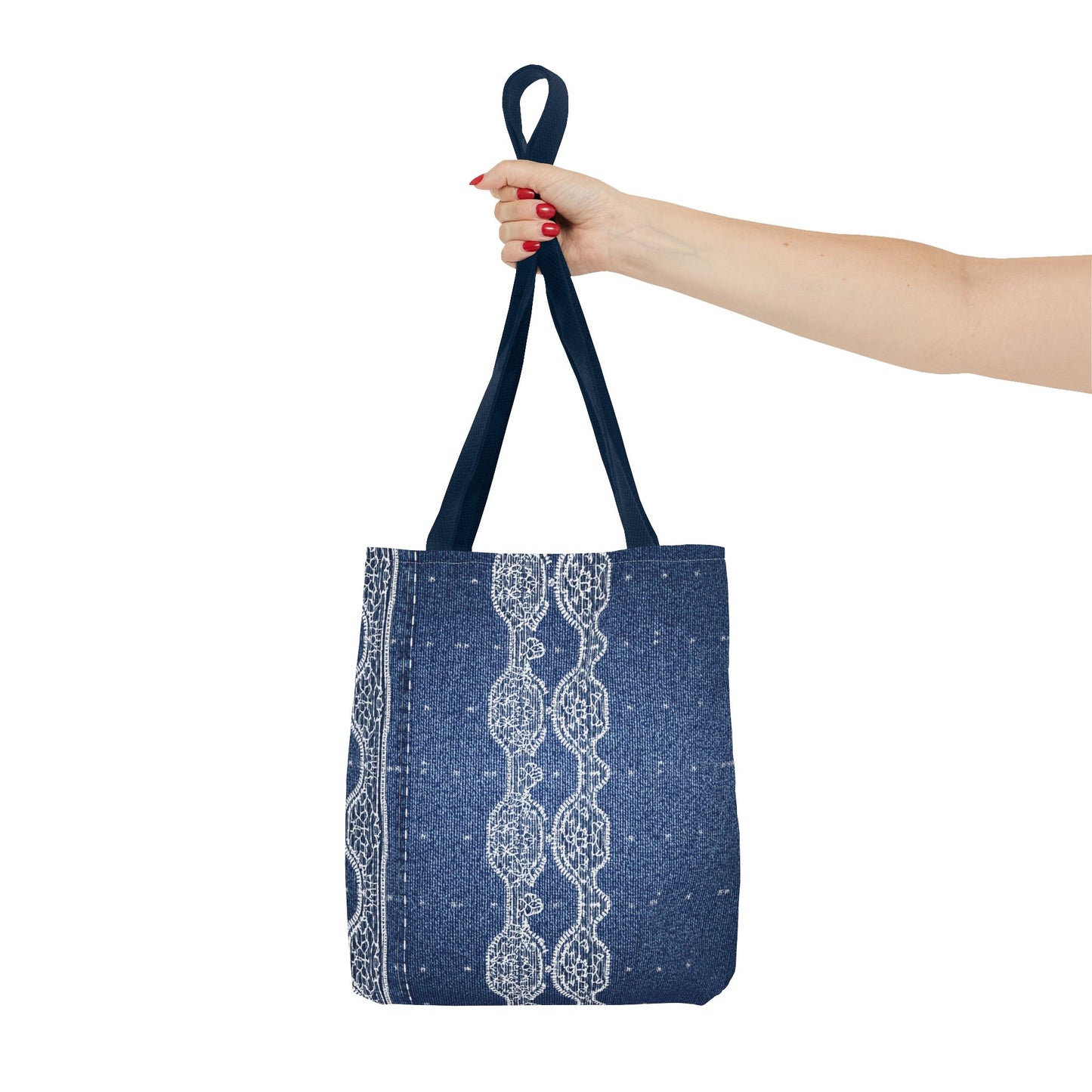 Denim Fabric Imitation Print Unisex Canvas Bag Poly Spun 3 Sizes Tote Bag 106