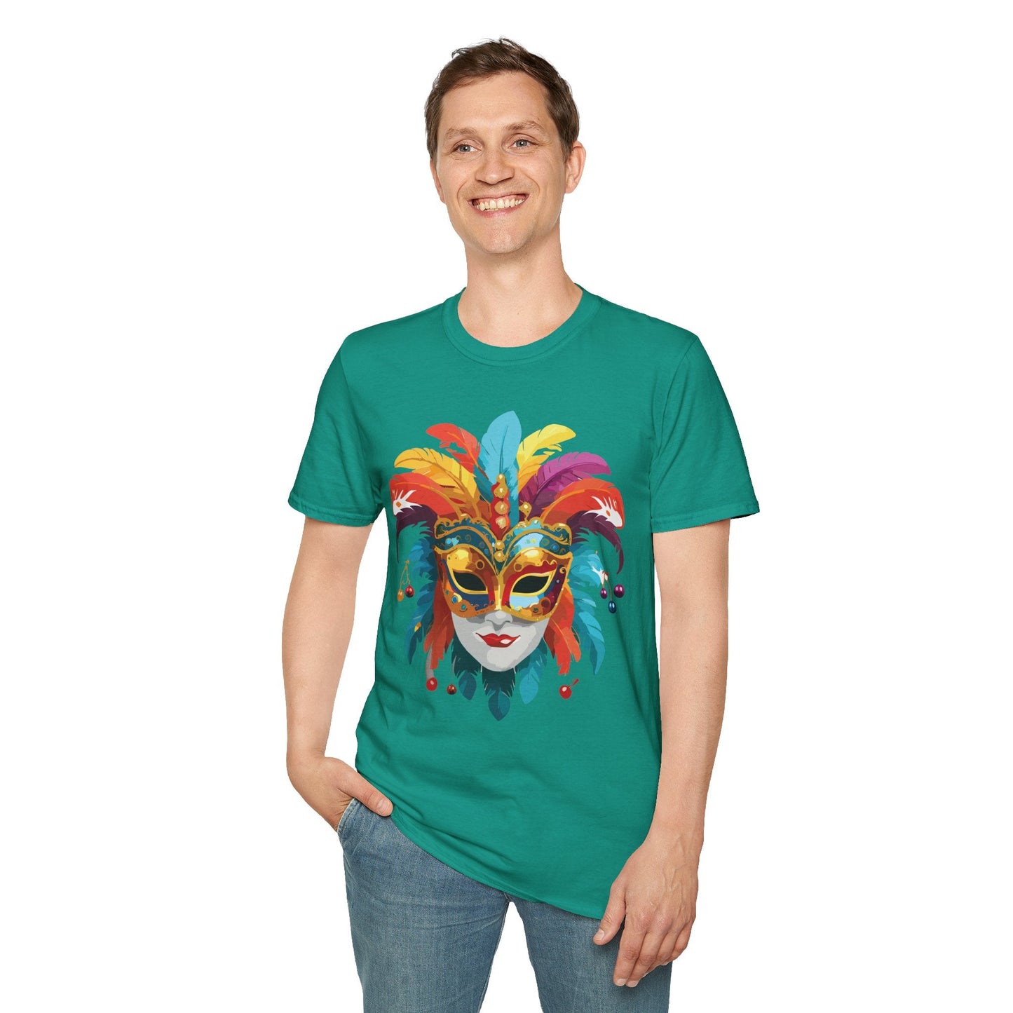 Mask Tee Shirt Unisex Masquerade Art Design Gildan Softstyle 64000 Short Sleeve Tee
