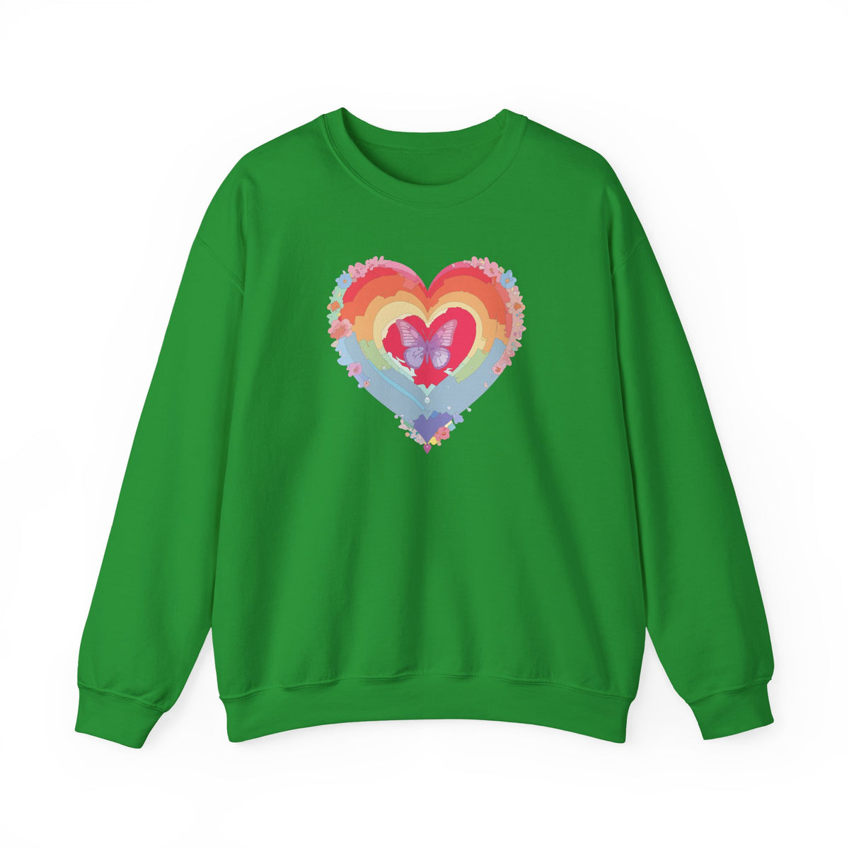 Rainbow Heart Sweatshirt, Floral Heart Sweatshirt, Floral Love Sweatshirt, Valentine's Day Sweatshirt, Rainbow Heart Floral Sweatshirt 116