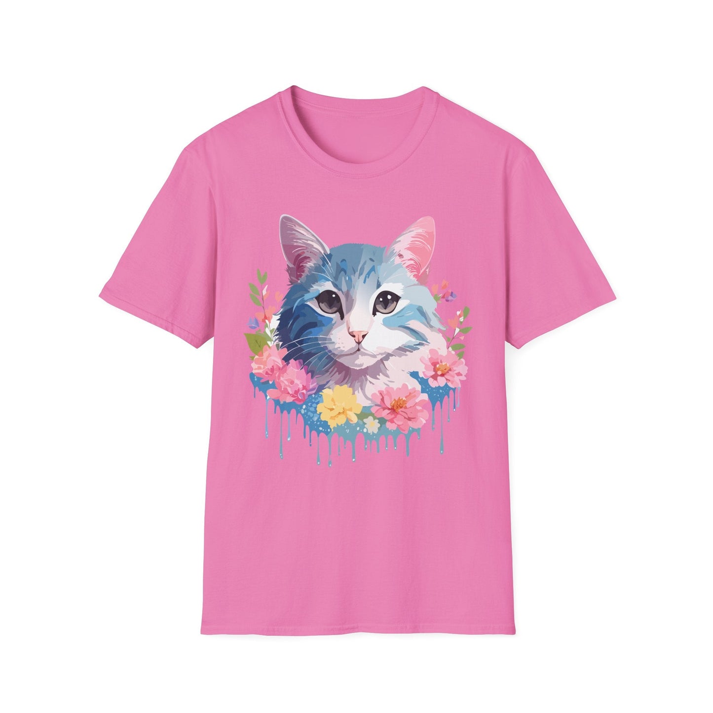Cat Shirt Unisex Cat Tee Kitten Print Gildan Softstyle 64000