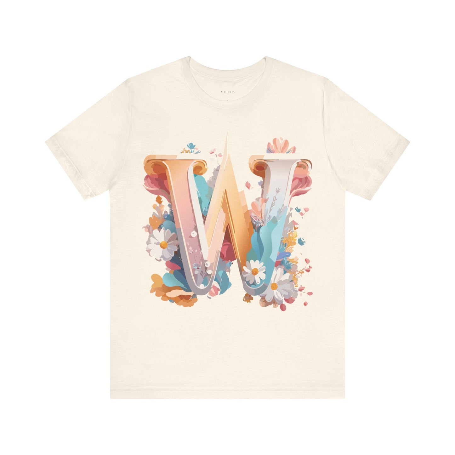 Letter W Shirt Graphic Tee Unisex Jersey Short Sleeve Vintage Inspired Art Adelpha Design