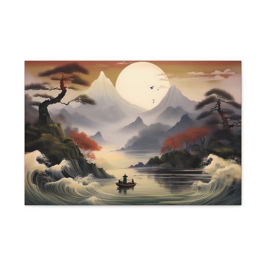 Japanese Painting Print Canvas 24x16, 30x20, 36x24, 48x32, 60x40, Bright Latex Inks Pine-Wood Inner Frame JPN-12