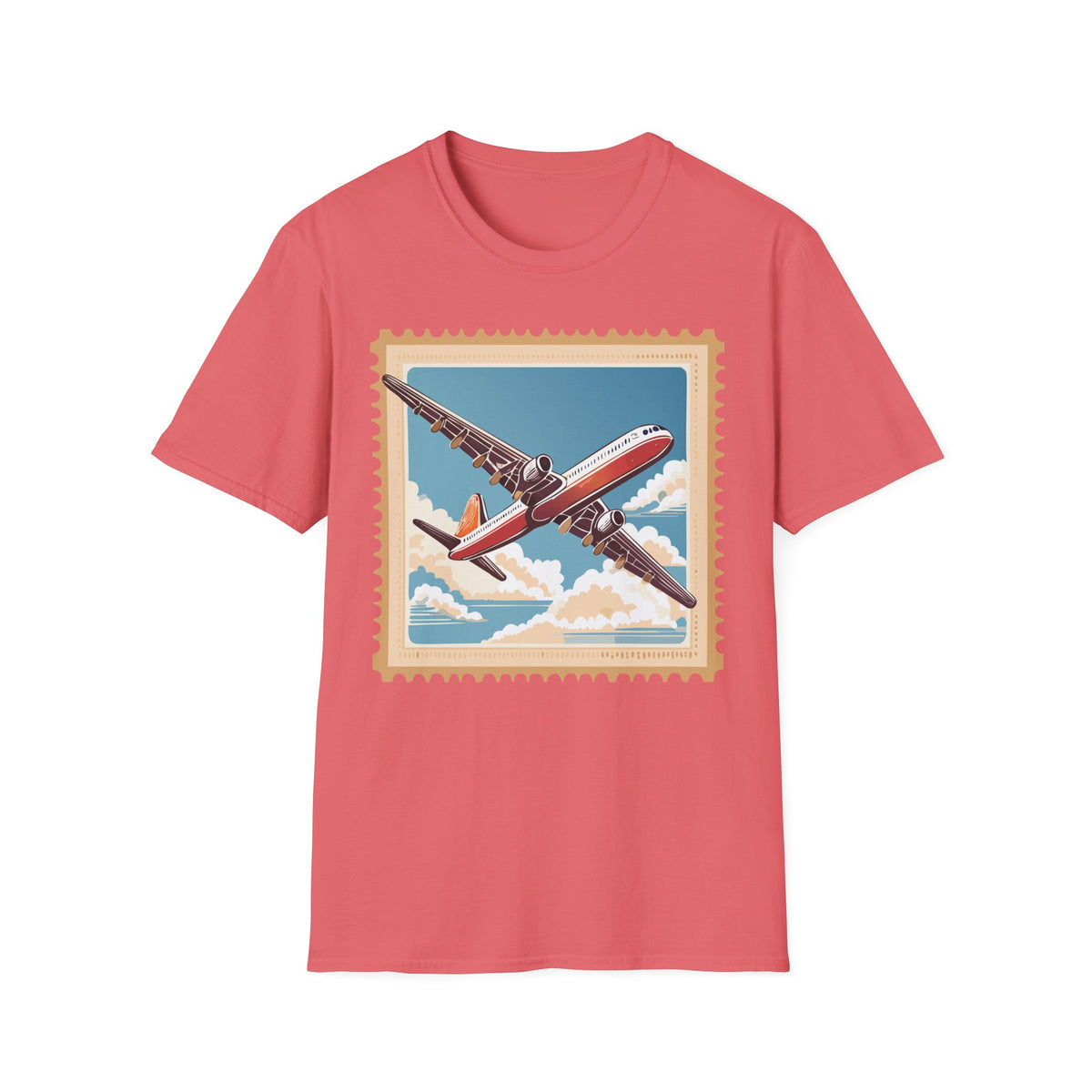 Vintage Airplane Stamp T-Shirt | Retro Travel Poster Tee
