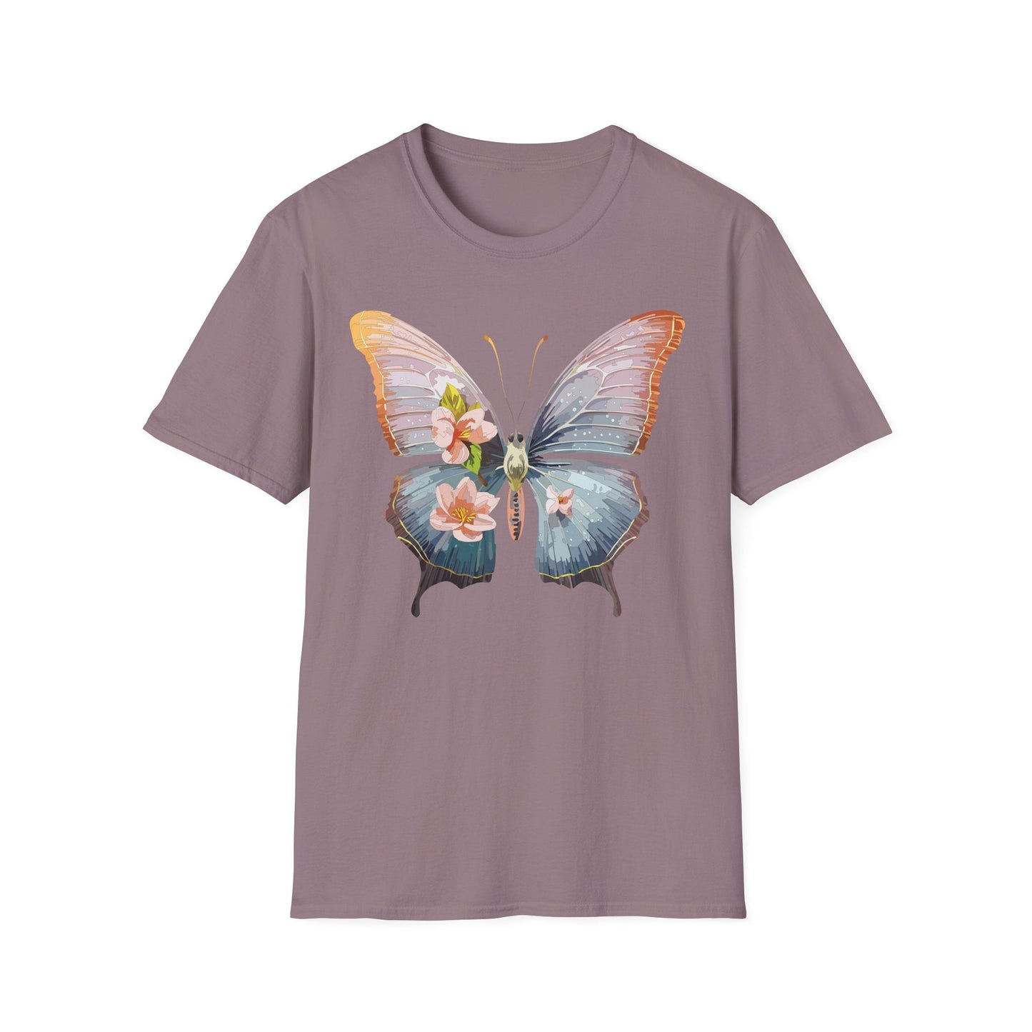 Butterfly Print T Shirt For Men Women Unisex Monarch Design Softstyle Cotton Tee