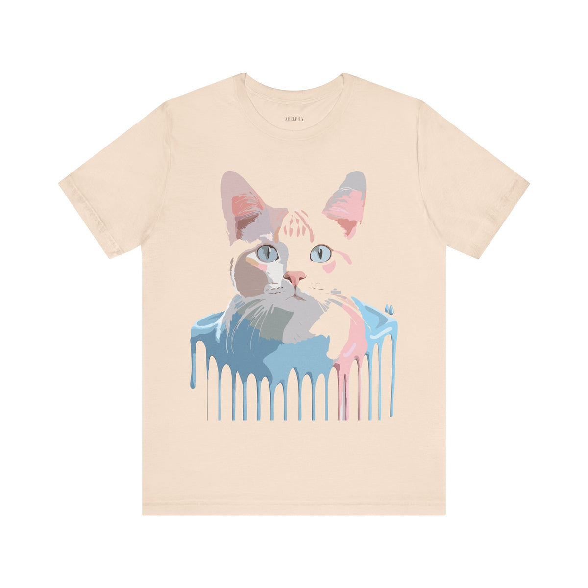 Cat Graphic Unisex Cotton Bella+Canvas Tee with Art Animal Design d04